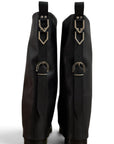 Black leather square-toe boot with a wide shaft - Leyla