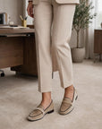 Mocassino in velluto beige - Micol