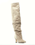 Stivale alto con tacco in camoscio taupe - Jennifer