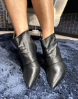 Bottine à talon en cuir noir - Angelique