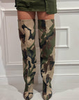 Stivale alto al ginocchio con tacco camouflage - Mersia Evolution New SS25