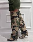 Stivale alto al ginocchio con tacco camouflage - Mersia Evolution New SS25