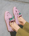 Mocassino con frange in camoscio rosa - Velvet