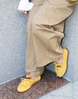 Yellow suede fringed loafer - Velvet
