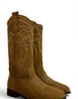 Texano con ricami in camoscio cuoio - Rose