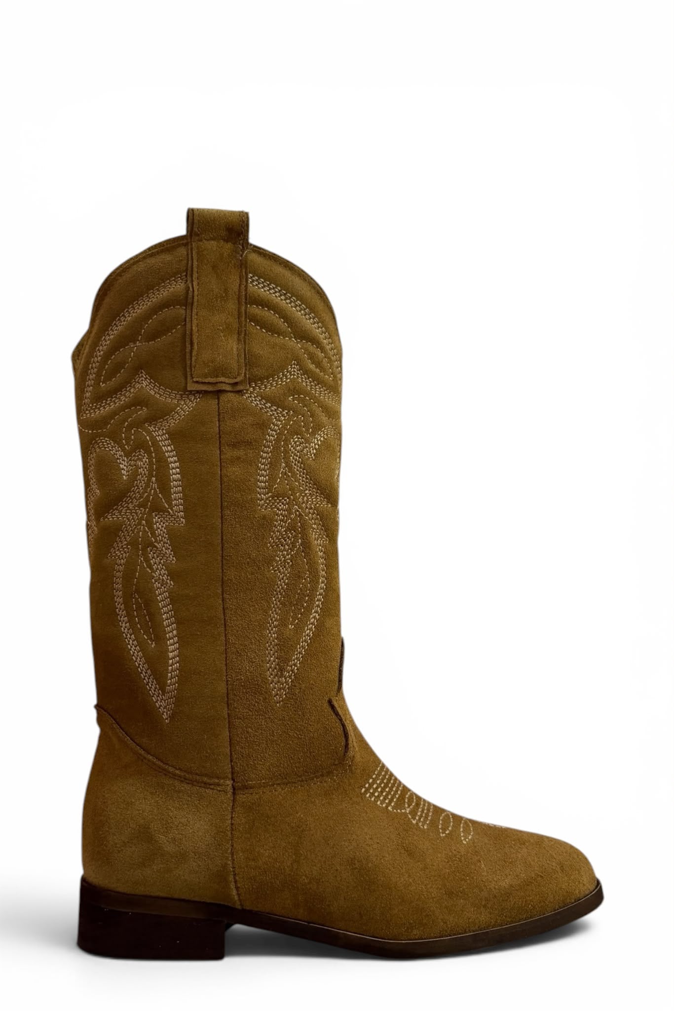 Texano con ricami in camoscio cuoio - Rose