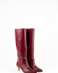 Stivale con tacco in pelle bordeaux - Moris