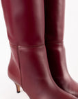 Stivale con tacco in pelle bordeaux - Moris