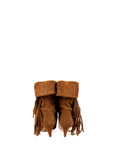 Stivaletto con piega e frange in camoscio cuoio - Suele fringe New