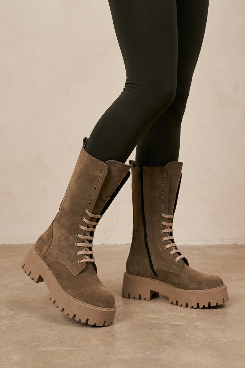 Bottine en daim cuir - Ambre
