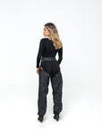 Stivale alto ai fianchi con cintura in jeans nero - ALA BELT