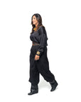 Stivaletto con piegone in pelle nero e charm oro - Mina LOW