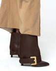 Tronchetto con cinturone in pelle marrone - Penelope