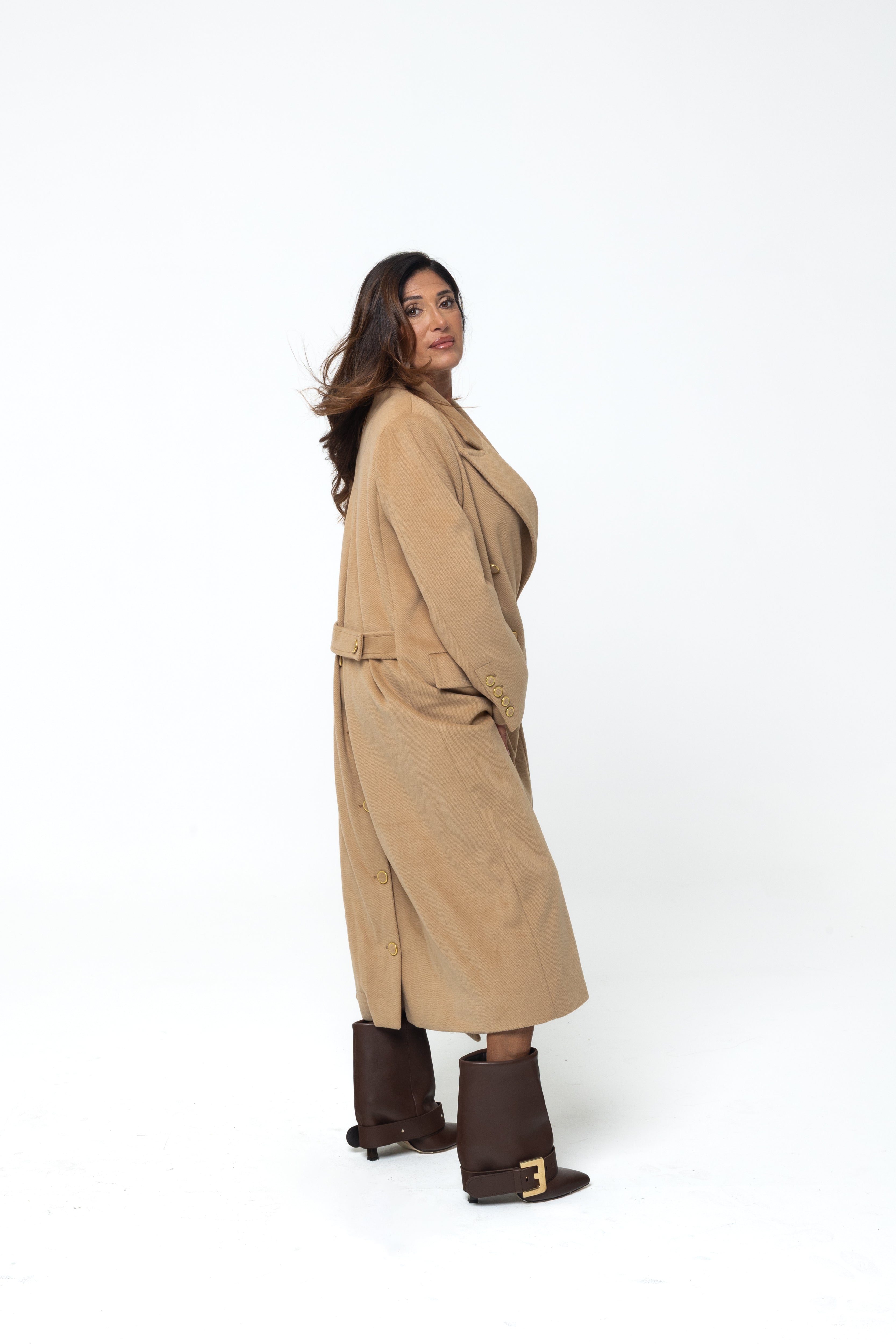 Tronchetto con cinturone in pelle marrone - Penelope