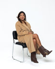 Tronchetto con cinturone in pelle marrone - Penelope