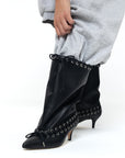 Stivaletto con tacco e lacci in pelle nero - Atene