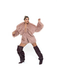 Stivale alto al ginocchio con zeppa in pelle bordeaux - Ophelia draped