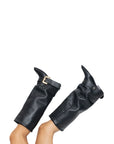 Stivale con piegone e cintura in pelle nero - Manhattan