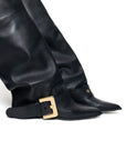 Stivale con piegone e cintura in pelle nero - Manhattan