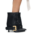 Tronchetto con cinturone in pelle nero - Penelope