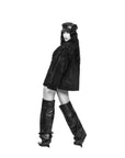 Stivale alto al ginocchio con zeppa in pelle nero - Ophelia draped