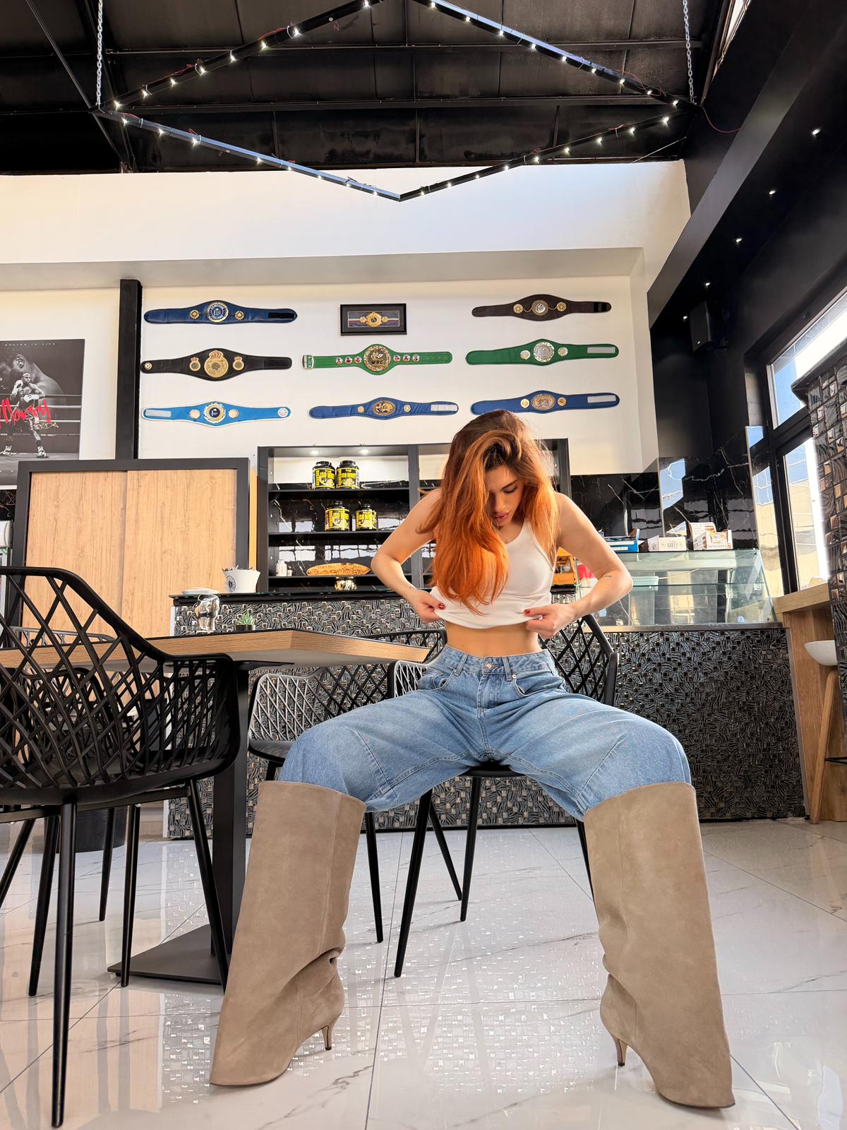 Stivale alto in camoscio taupe - L.A DRIVE