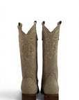 Texano con ricami in camoscio taupe - Rose