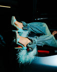 Sandalo con piume in camoscio - Plume SS25