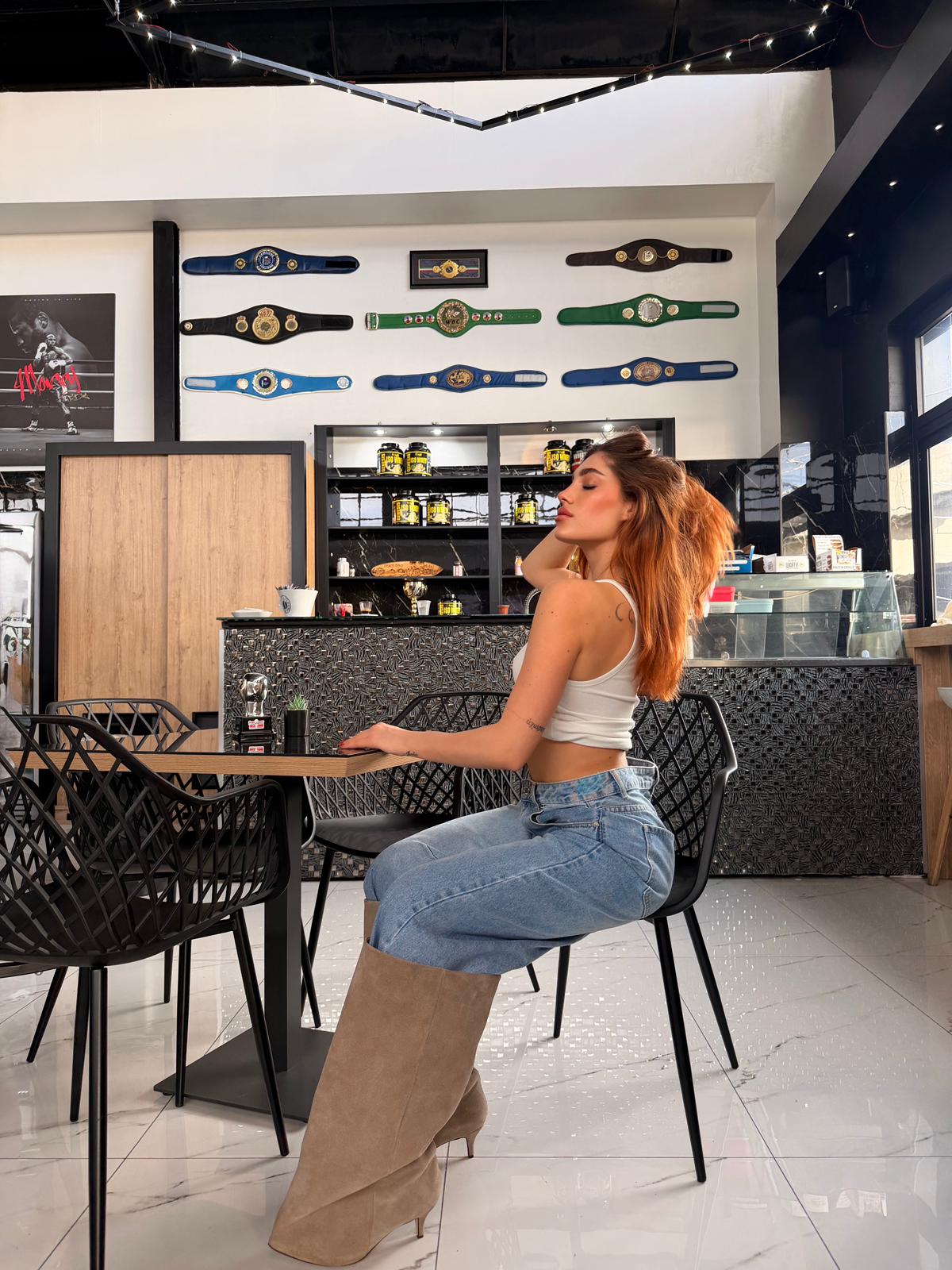 Stivale alto in camoscio taupe - L.A DRIVE