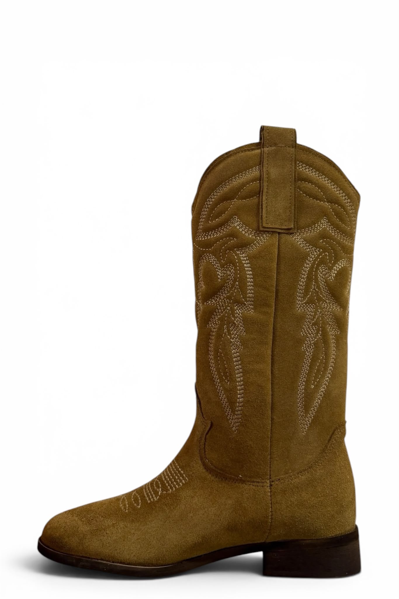Texano con ricami in camoscio cuoio - Rose