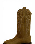 Texano con ricami in camoscio cuoio - Rose
