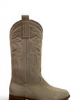 Texano con ricami in camoscio taupe - Rose