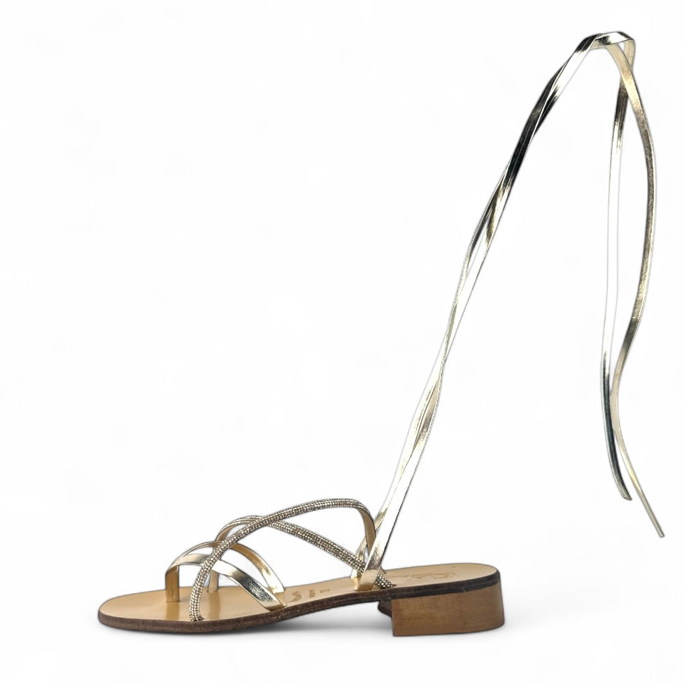 Sandalo basso con lacci e strass - Antea SS25