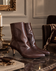Bordeaux leather heeled ankle boot - Angelique