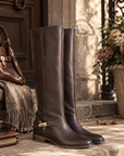 Stivale con spachetto sul retro in pelle marrone - Victor