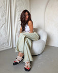 Ciabatta con strappo in pelle e camoscio - Kathleen