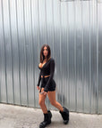 Anfibio alto in pelle nero - Clarissa PRE ORDER