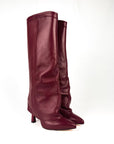 Stivale alto con piegone in pelle bordeaux - Jackson