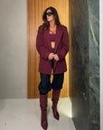 Stivale con tacchetto in pelle bordeaux - Margaret