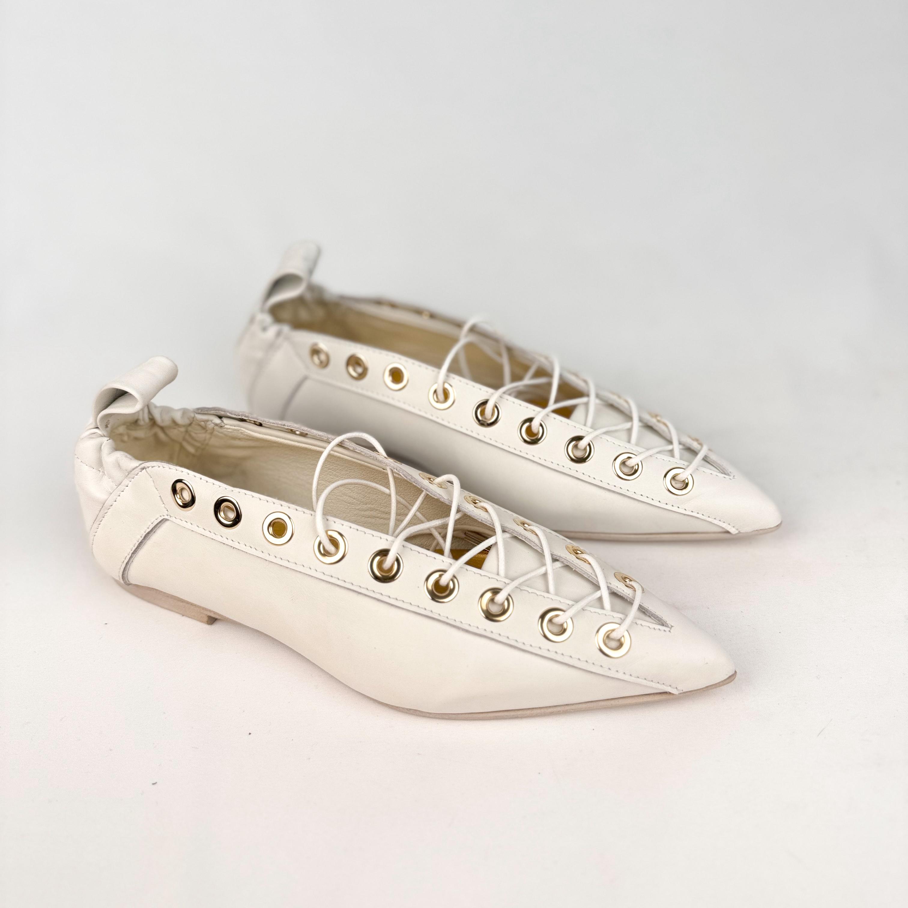 Ballerine à bout pointu en cuir rouge - Yuli New