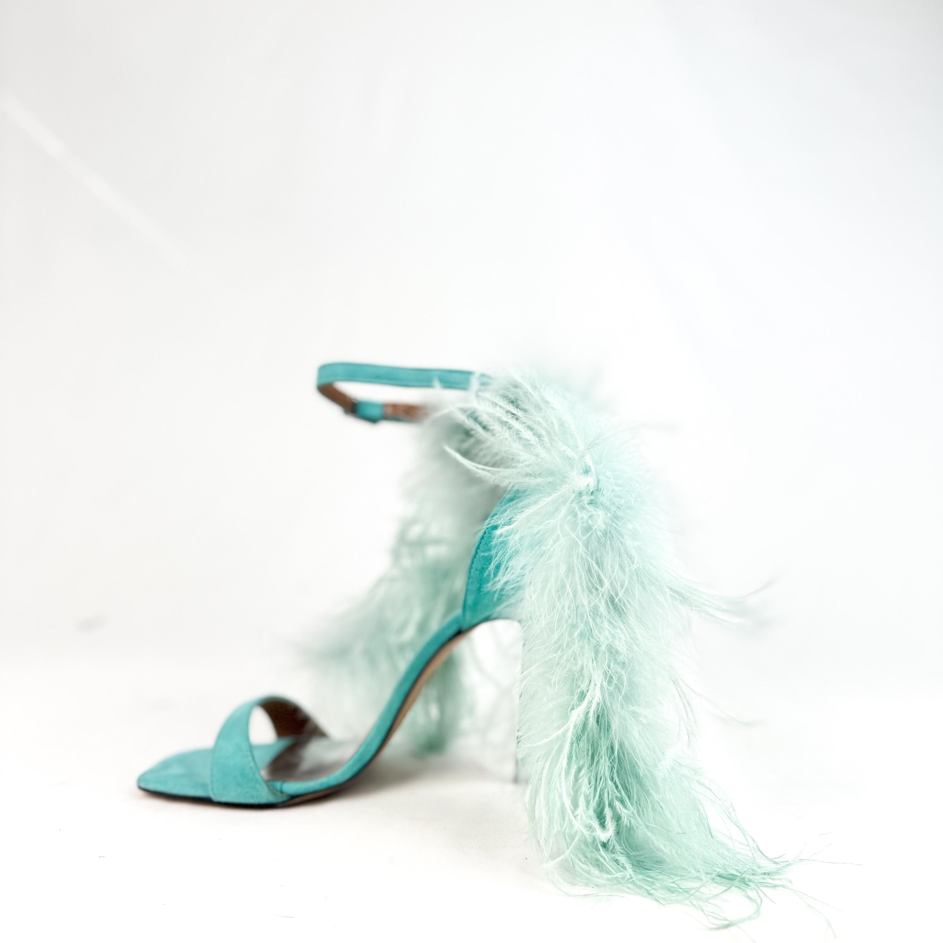 Sandalo con piume in camoscio - Plume SS25