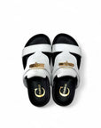 Ciabatta con fasce elaborate in pelle e dettaglio oro - Irma SS25