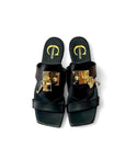 Ciabatta con lucchetto in pelle nero - Locket SS25