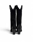 Texano con tacco alto e ricami in nabuk nero - Tennesse
