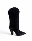 Texano con tacco alto e ricami in nabuk nero - Tennesse