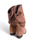 Stivale con piegone in camoscio marrone - Annaliza