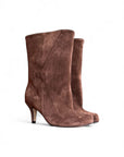 Stivaletto in camoscio marrone - MRS LOW SQUARE