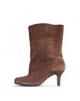 Stivaletto in camoscio marrone - MRS LOW SQUARE