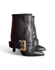 Tronchetto con cinturone in pelle nero - Penelope