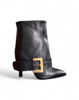 Tronchetto con cinturone in pelle nero - Penelope